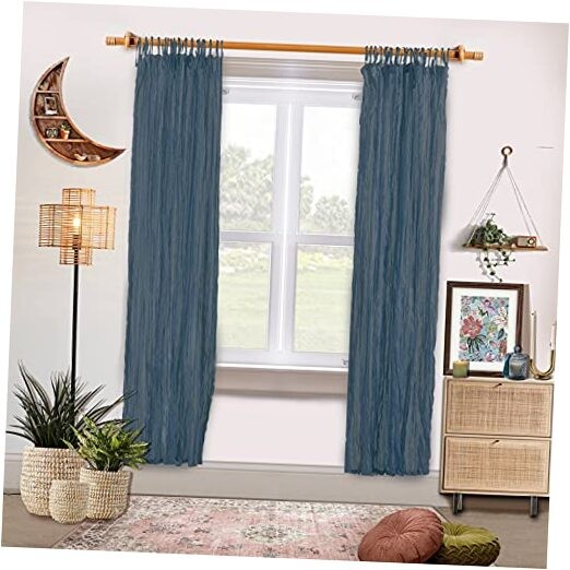 Valentine Crinkle Cotton Sheer Curtains 2 Panels Light Filtering Rod Pocket