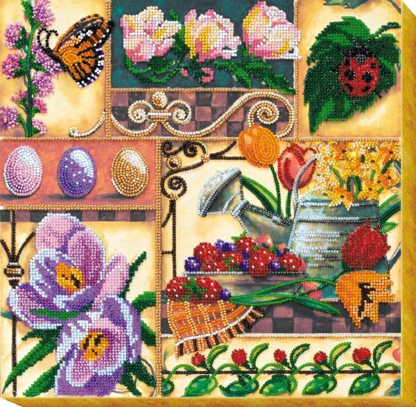 Bead embroidery kit Spring Treasures needlework kit Art canvas beadwork pattern