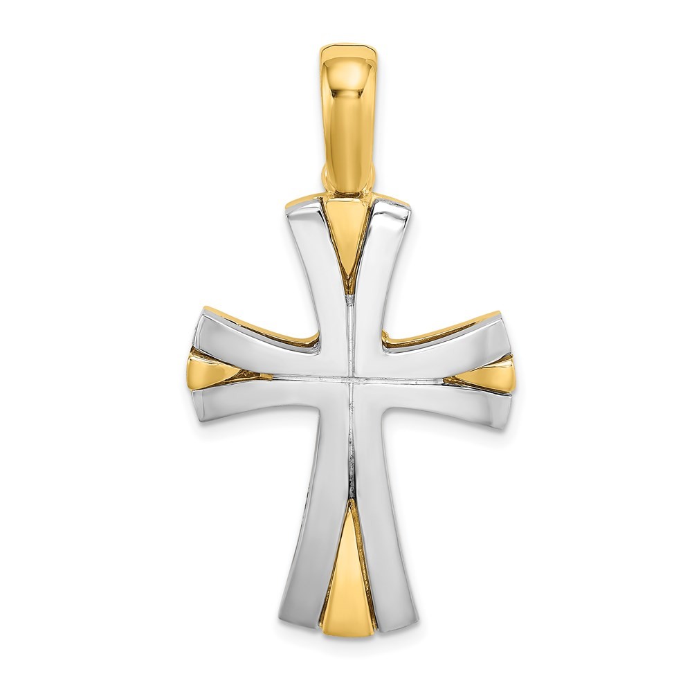 14K Two-tone Gold Cross Charm Pendant L-29.8 mm, W-21.35 mm 7.18gm