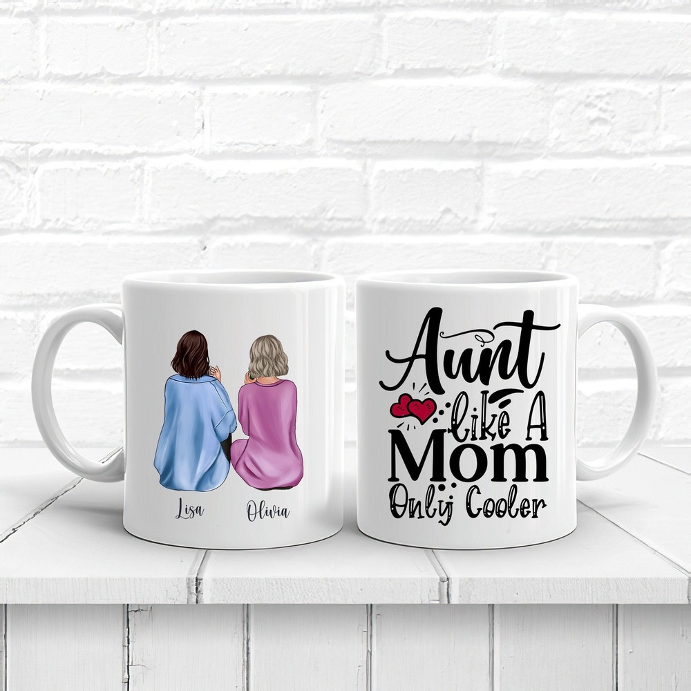 Personalized Aunt Like A Mom Coffee Mug Custom Aunt Niece Portrait Mug Aunt