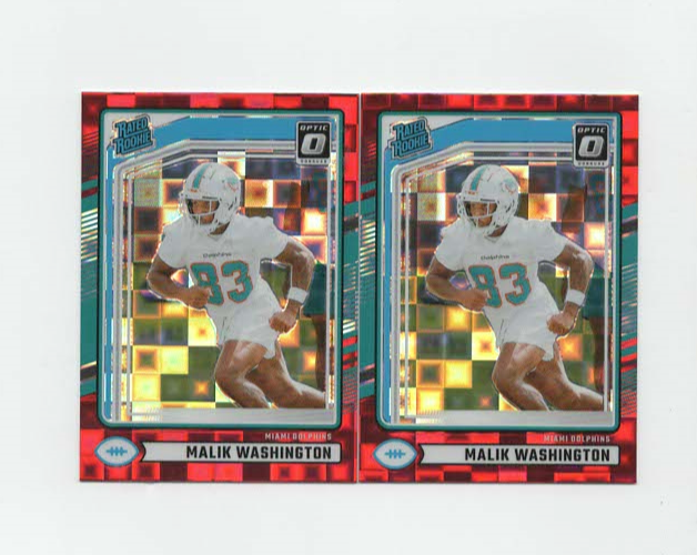 Malik Washington 2024 Donruss Rated Rookie Red Pandora Optic RC Lot #397 Football Cards
