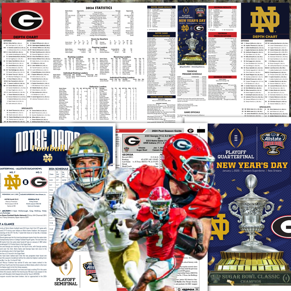 Notre Dame Georgia - 2025 Sugar Bowl College Football Playoff Flipcard & Program