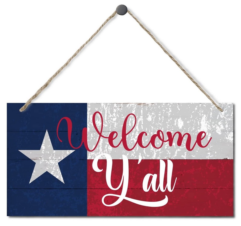 Welcome Y'all Decor Sign, Hanging Wood Sign Home Decorative, Printed Wood Wal...