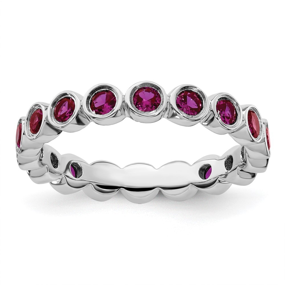 925 Sterling Silver Stackable Expressions Lab Created Ruby Ring Size 8