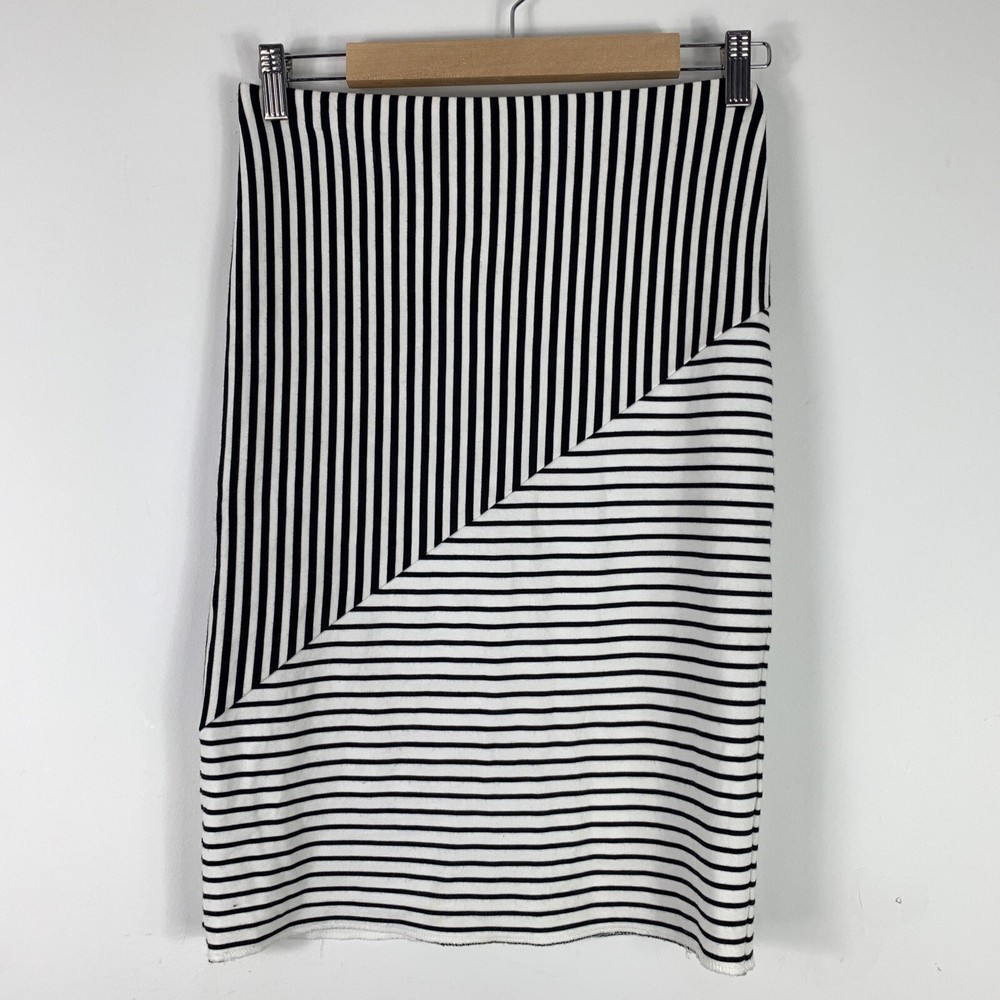 Sports Girl Mini Skirt - Medium, Black & White Striped Design