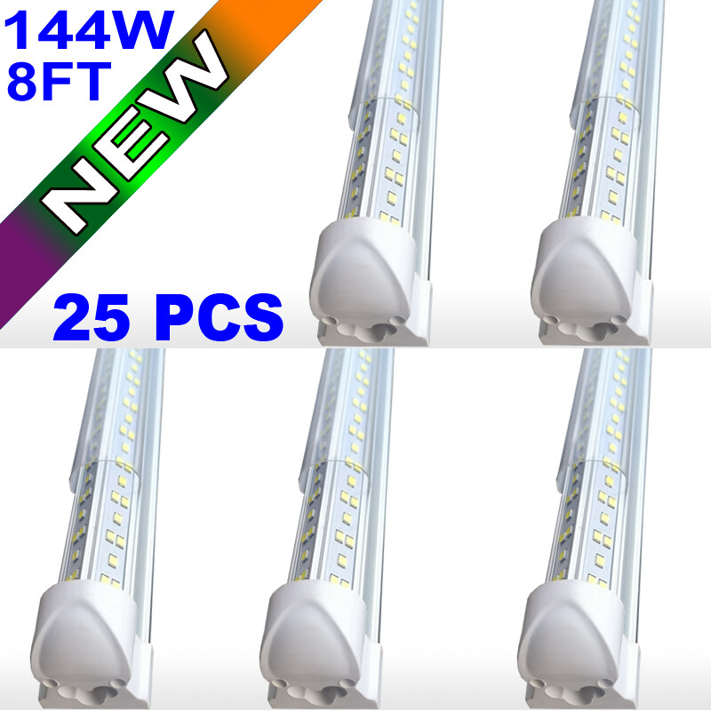 8ft Linkable Led Shop Light Fixture,Integrated Led Tube Light Bulbs 144w 25PACK