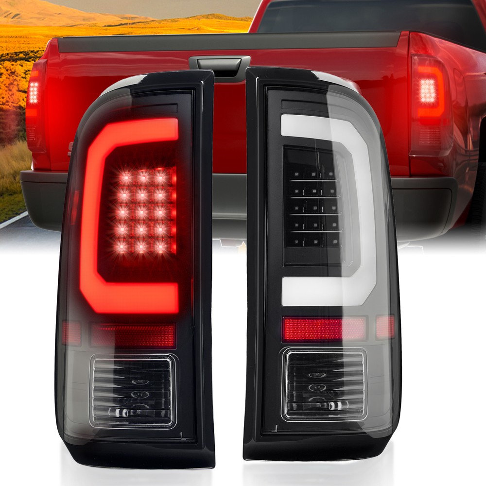 Black Smoke C-Bar LED Tail Lights 08-16 Ford F250 F350 Super Duty XL XLT Pickup