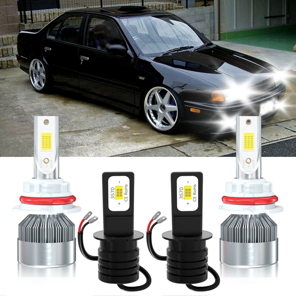 LED Headlight High Low Fog Light Bulbs 6000K white For Infiniti G20 1991-1996