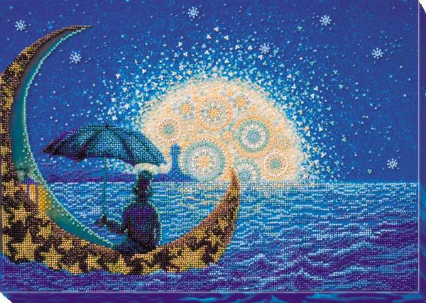 Bead embroidery kit Moonlight Sonata needlework kit Art canvas beadwork pattern
