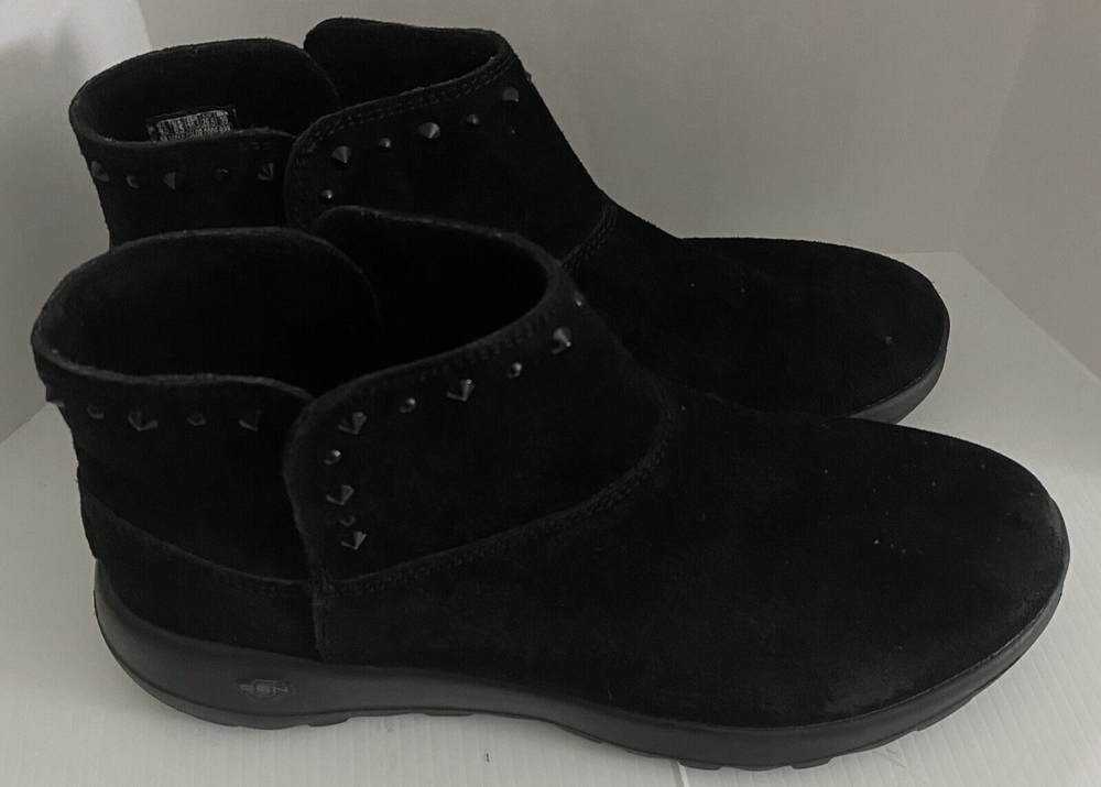 Skechers Gen5 Black Booties Boots Women US 9.5 Air Cooled Goga Mat Spike Studded