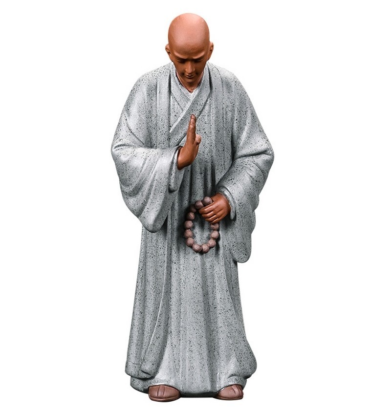 Zi Sha Sand Bowing Monk Statue Master Buddhism Zen Figure Decor