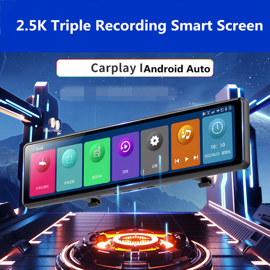 3 Cameras Dash Cam 2.5K/1080P Car DVR Rear View Mirror Video Recorder GPS WiFi