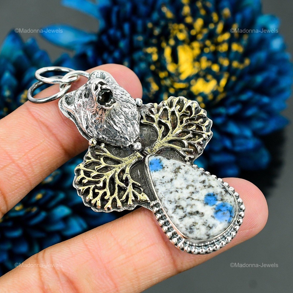 Mothers Day K2 Jasper Silver Fox Pendant Jewelry Gift-image