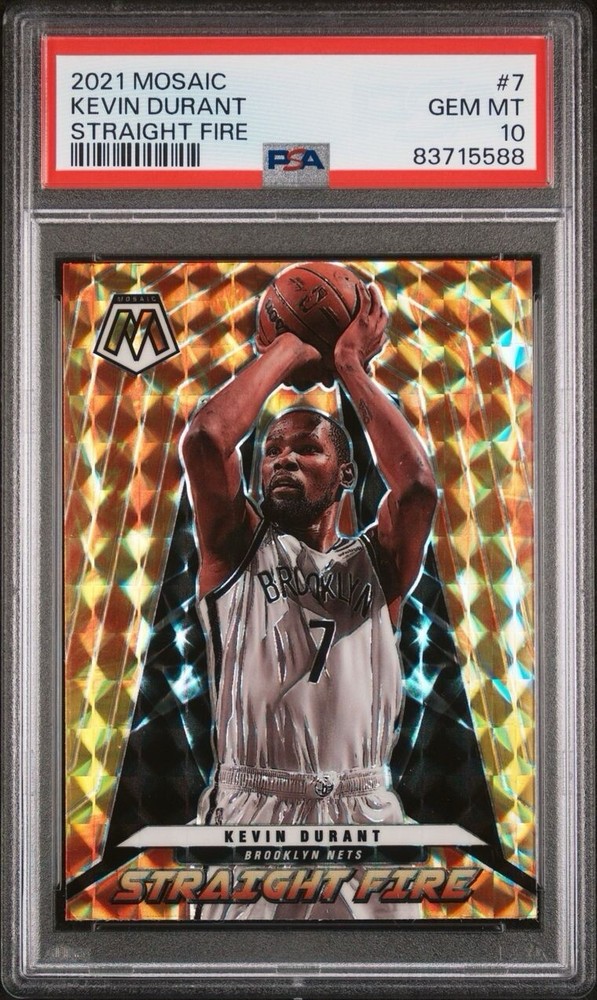 2021-22 Kevin Durant Panini Mosaic Straight Fire MOSAIC PRIZM SP #7 PSA 10