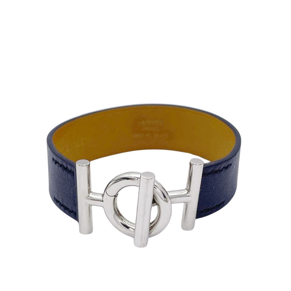 HERMES Ulysse Vaux Swift Leather Bracelet T4 Z Engraved 43611 Metal Hardware