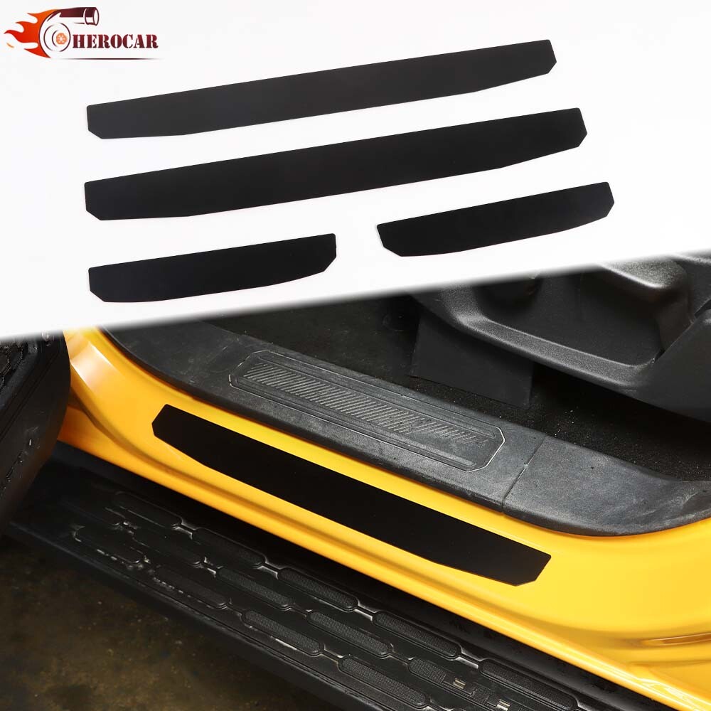 4X Black Alloy Door Scuff Sill Panel Cover Kit Step Protector For Bronco 2021+