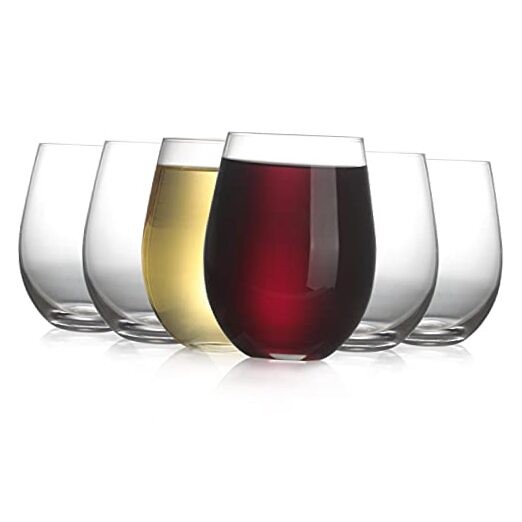 Stemless Wine Glass, Red & White 18oz Stemless Wine Glass Set of 6, 18oz -6Pack