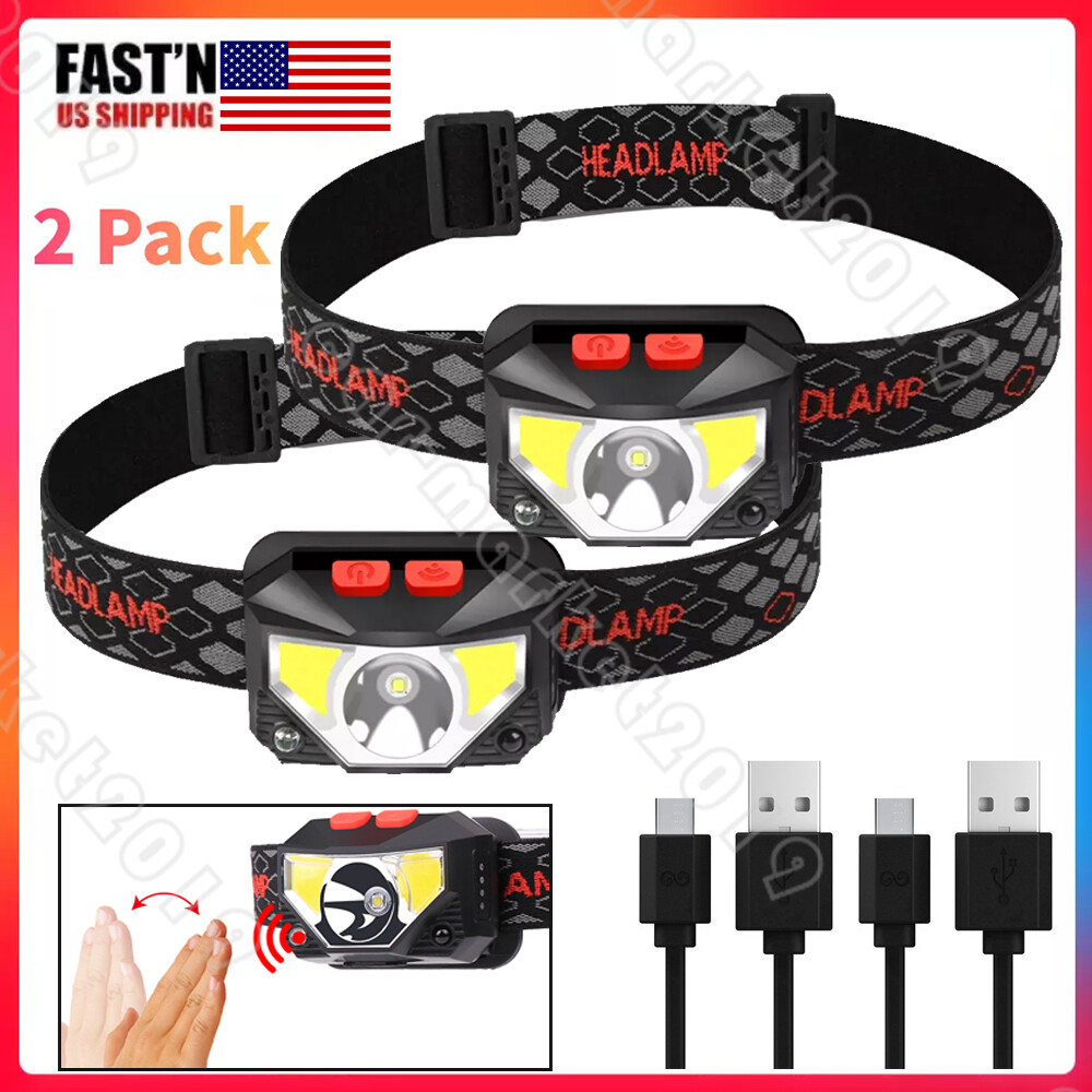 Headlamp Rechargeable Super Bright LED Head Light Forehead Flashlight Fr Outdoor