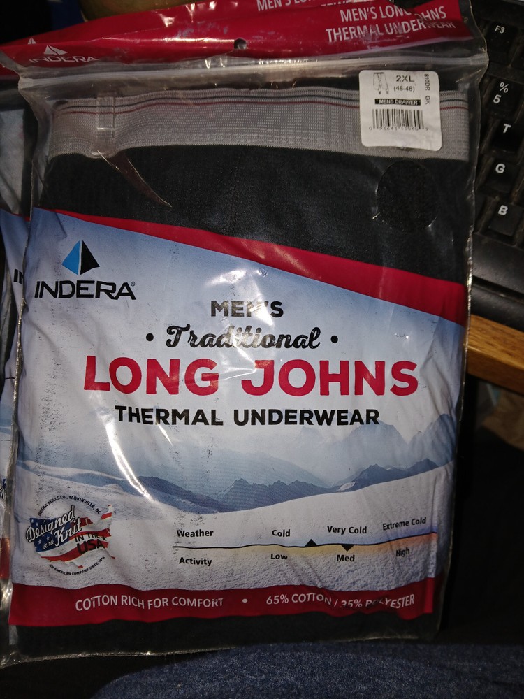 2  X INDERA Traditional Long Johns Mens Thermal Underwear PANTS Size 2XL USA NIP