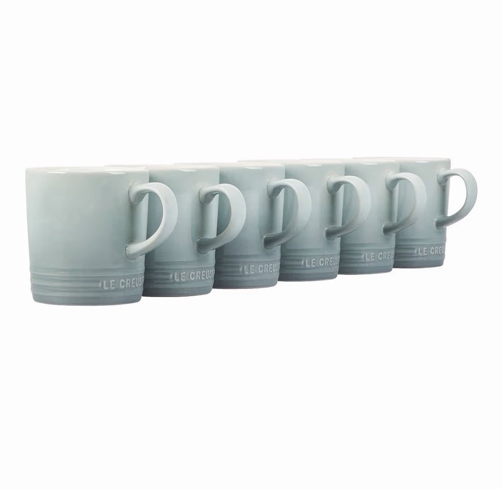Le Creuset Stoneware Set of 6 London Mugs, 12 oz. Each, Sea Salt