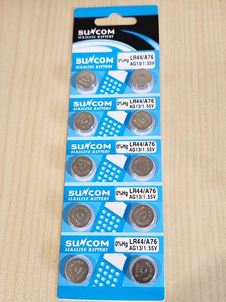 10 piece LR44 Suncom A76 L1154 AG13 357 New Alkaline Battery EXPIRE 12/31/2028