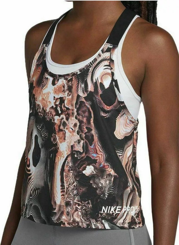 Nike Pro Training Womens Tank Top Black Coral Print A01157-827 M Sleeveless