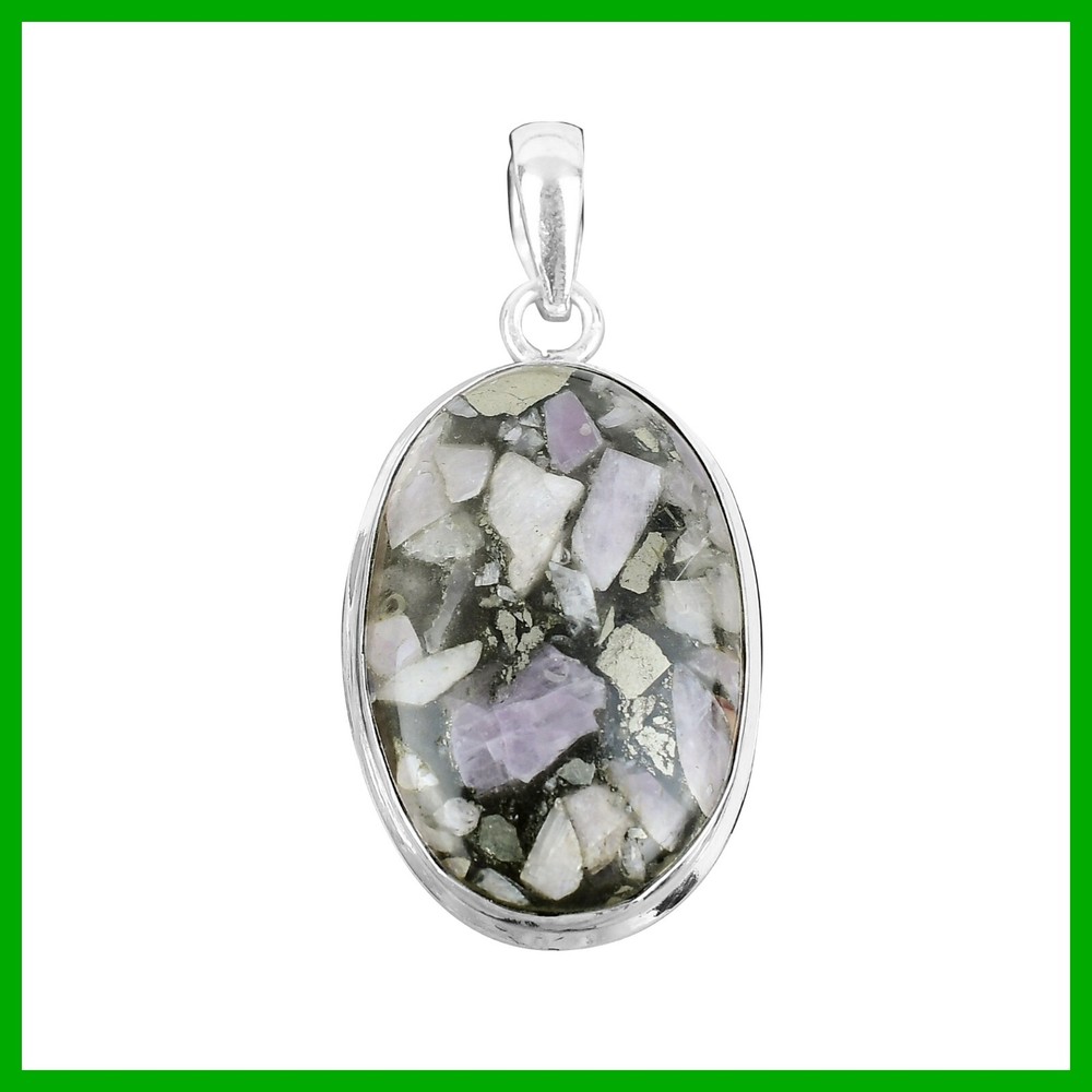 Mothers day Sale Sterling Silver Oval Pink Opal Copper Stone New Pendant Jewelry-image