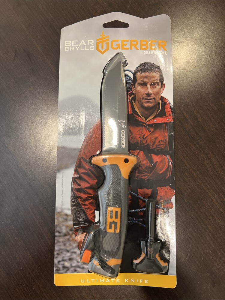 GERBER Bear Grylls Ultimate Survival Knife with Sheath Sharpener and Fire Starter