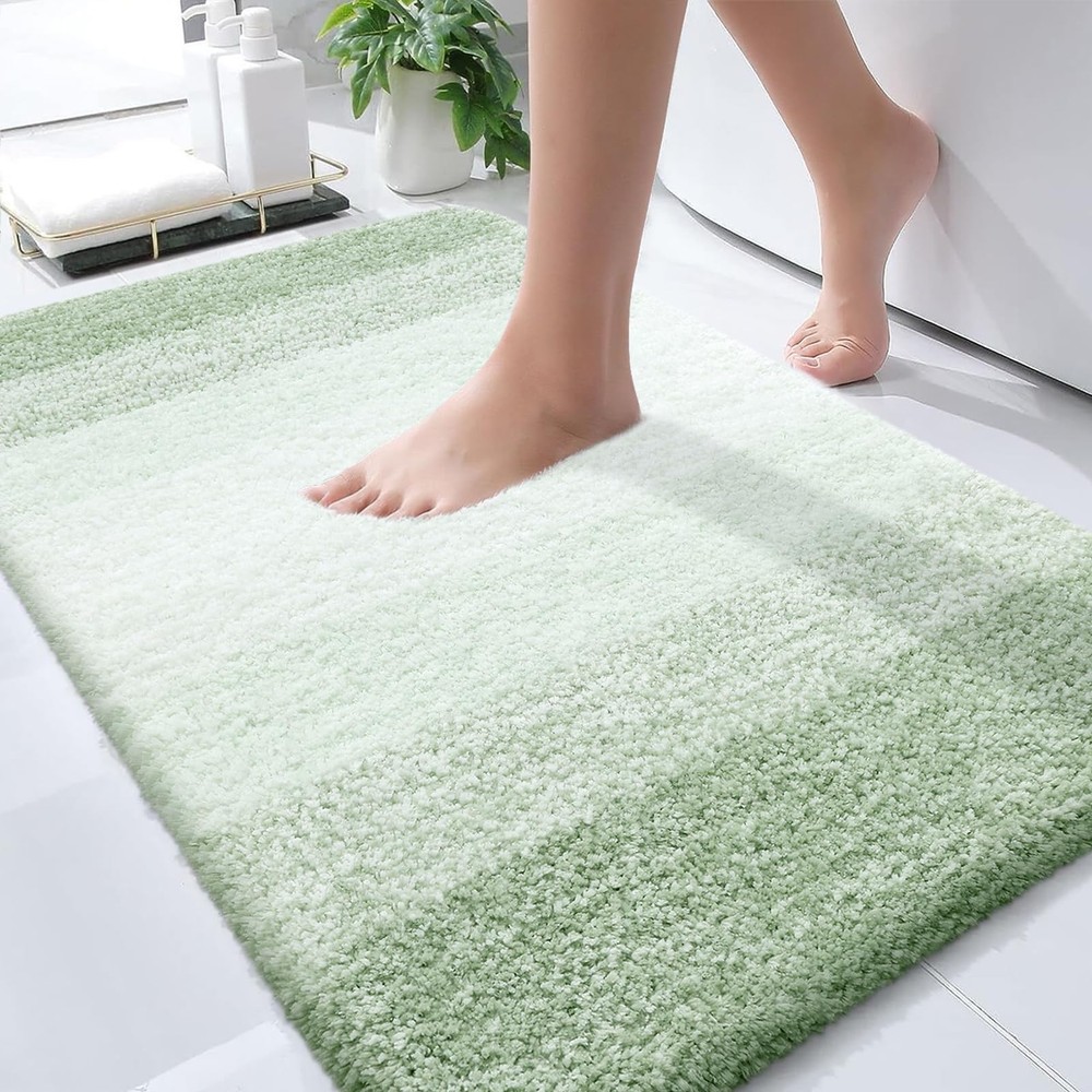 Soft Microfiber Bath Rugs 36x24, Quick Dry, Machine Washable, Sage Green