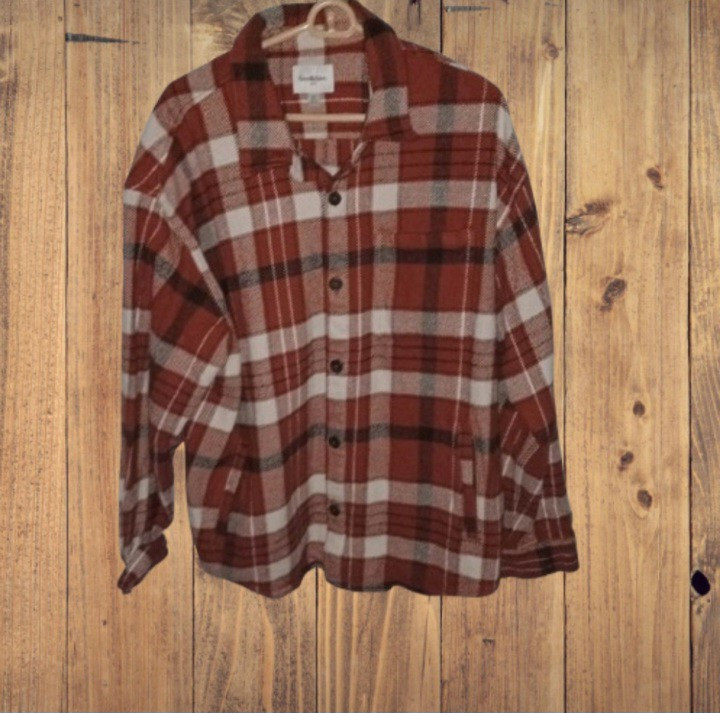 Goodfellow & Co XL Burnt Orange Plaid Heavyweight Flannel Shirt