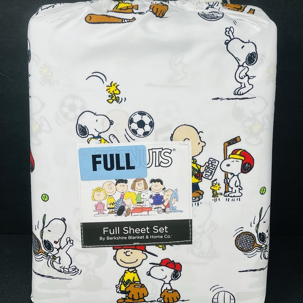 Snoopy & Charlie Brown Sports Sheet Set Baseball Tennis Hockey PEANUTS NEW