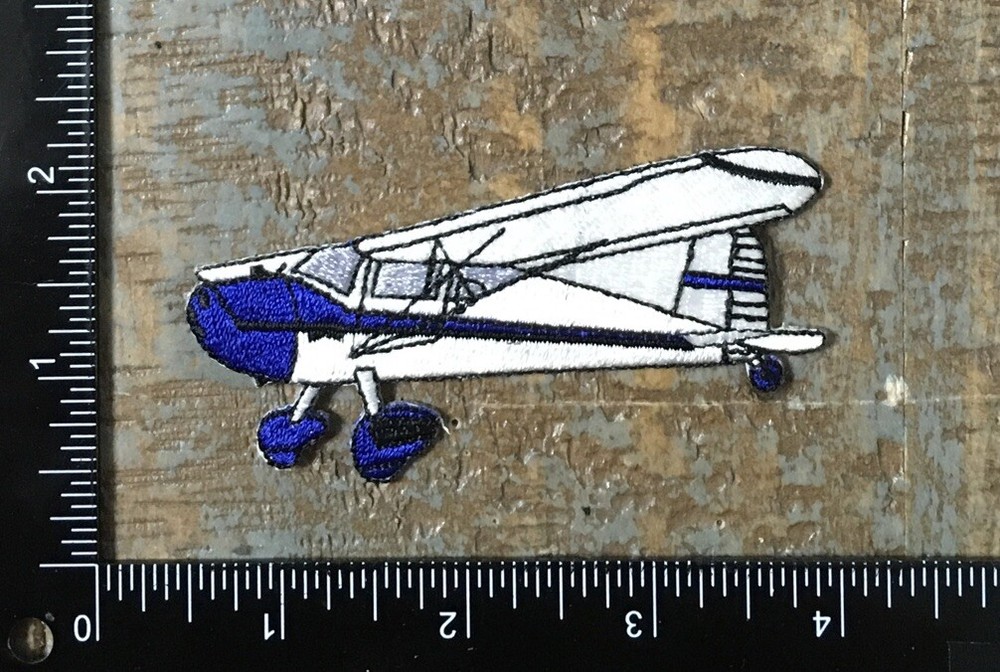 Vintage Airplane Aircraft Aviation Plane Embroidered Iron-On Patch White/Blue