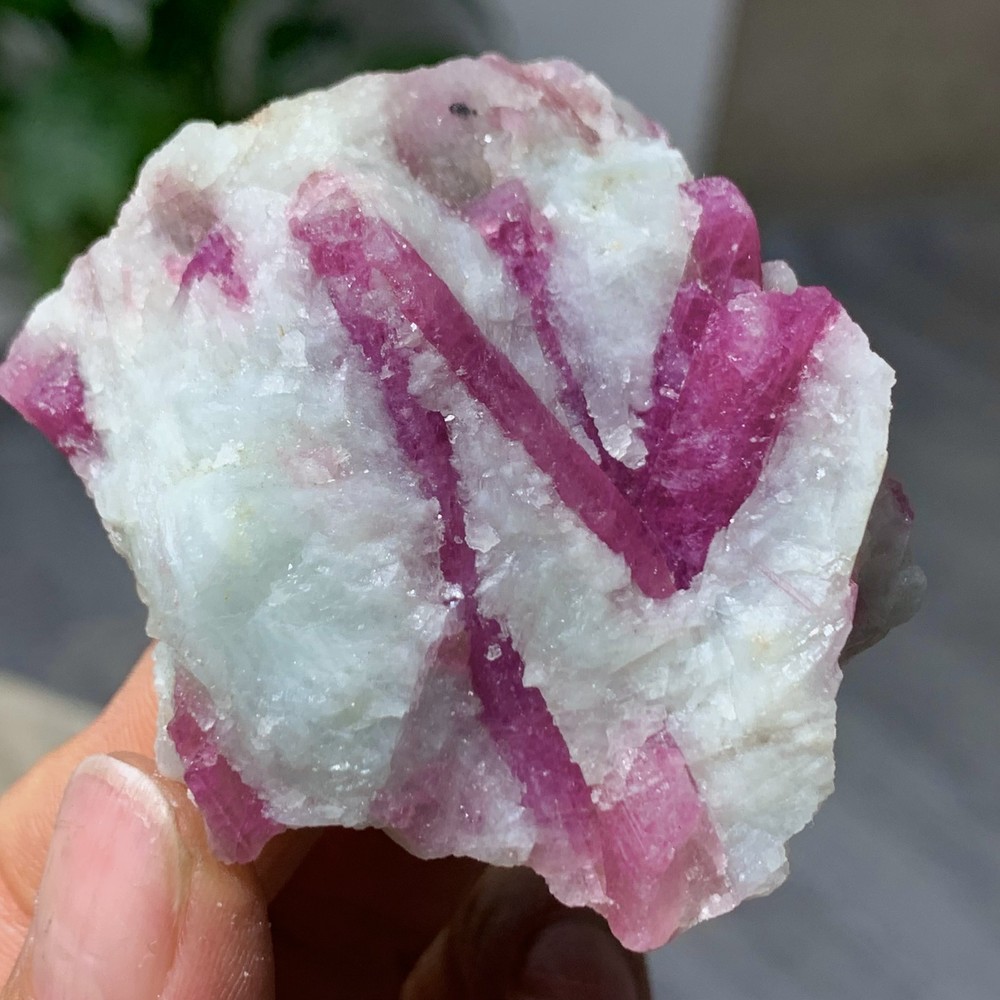 70G Natural Red tourmaline with quartz crystal cluster mineral specimen