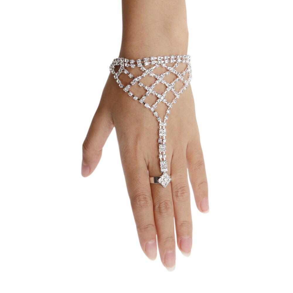 Sparkly Rhinestone Cuff Bracelet for Women Wedding Bride Elegant Armlet