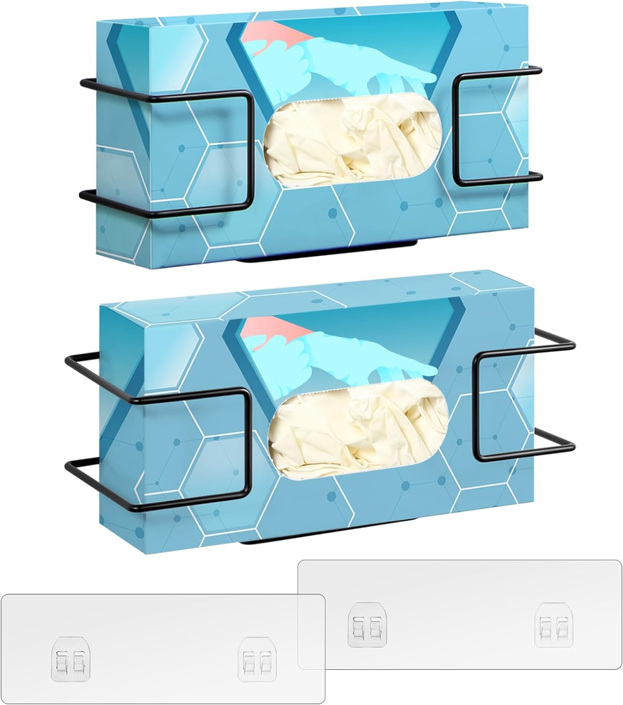 Wall Mount Glove Box Holder Dispenser 2 Pack Metal Rack for Latex Rubber Disposable Gloves