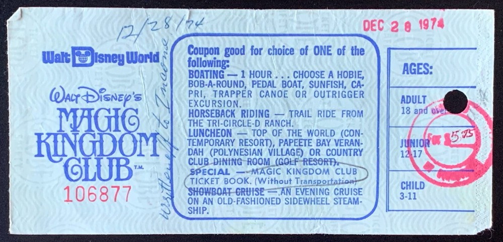 Walt Disney World coupon for one free choice option used-image