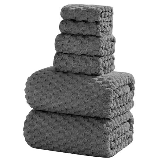 Oversized Bath Towels 40x80 Inches Extra Bath Sheet Set-6PCS Charcoal Gray