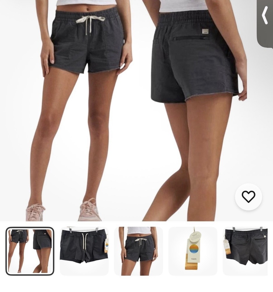 NWT Vuori Women's Vintage Ripstop DuraTerra Organic Cotton Outdoor Shorts Size S