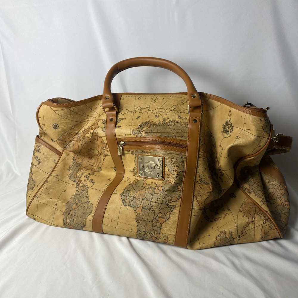 Vintage Jaco Pac World Map Duffle Bag Retro Brown Carryon Weekender Rare
