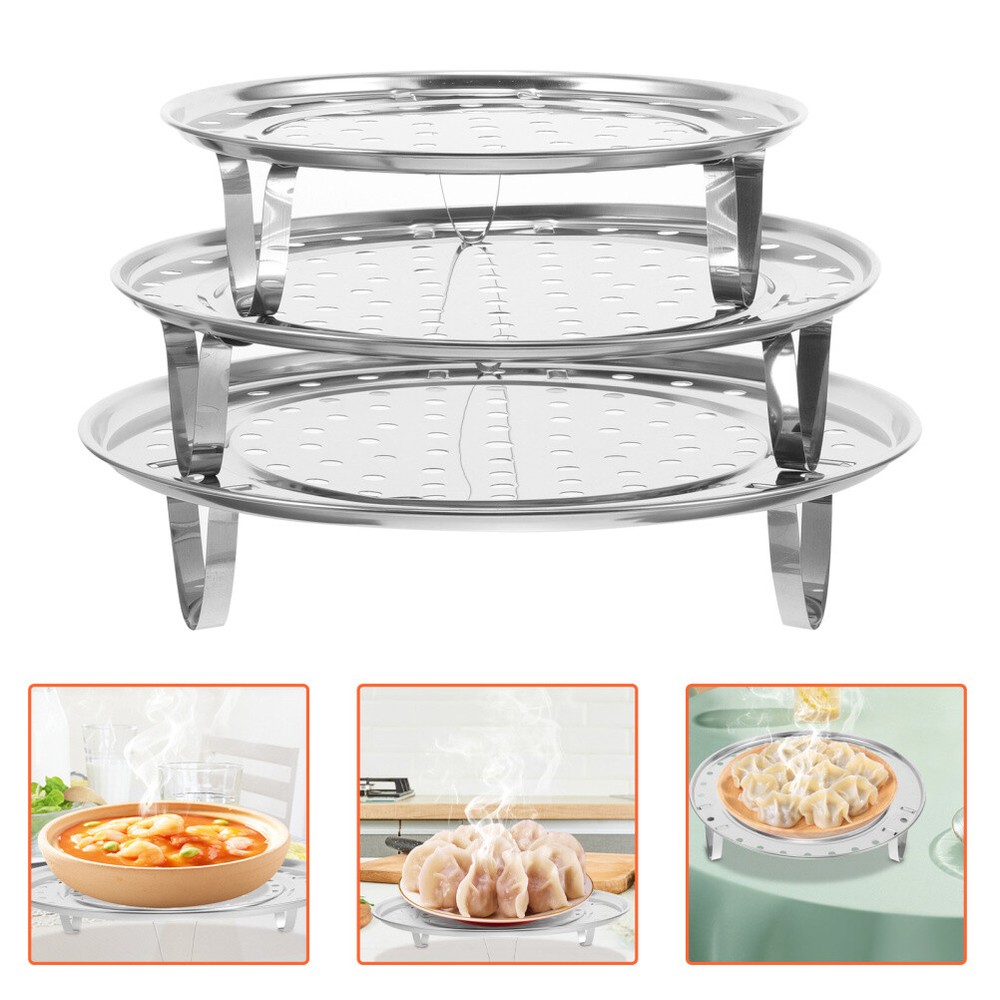 3-Piece Stainless Steel Steamer Rack Tri-Leg Stand for Cooking