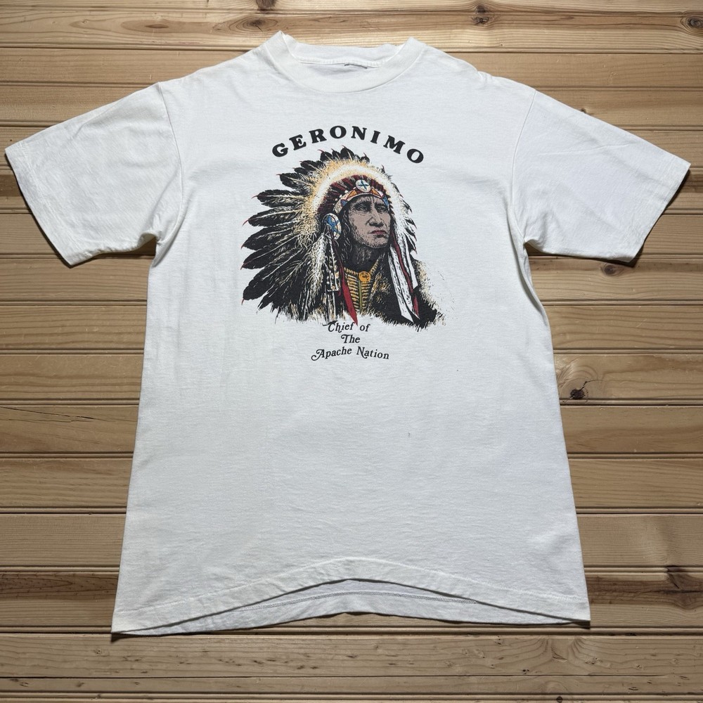 Vintage 80s 90s Geronimo Chief Of The Apache Nation Single Stitch Shirt - Medium