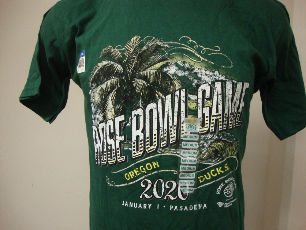University Oregon Ducks Football 2020 Rose bowl Game Shirt Green M NWT Pasadena