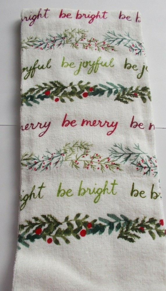 Vibrant Multi-Color Christmas Merry Bright Cotton Kitchen Towel Uncut-image