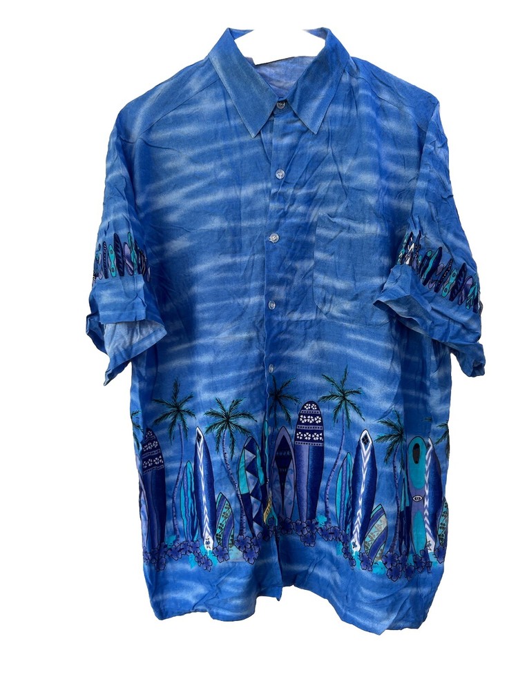 Paradise Gold Mns Shirt Beach Blue Multicolor Classic Shirt Sleeves Hawaiian