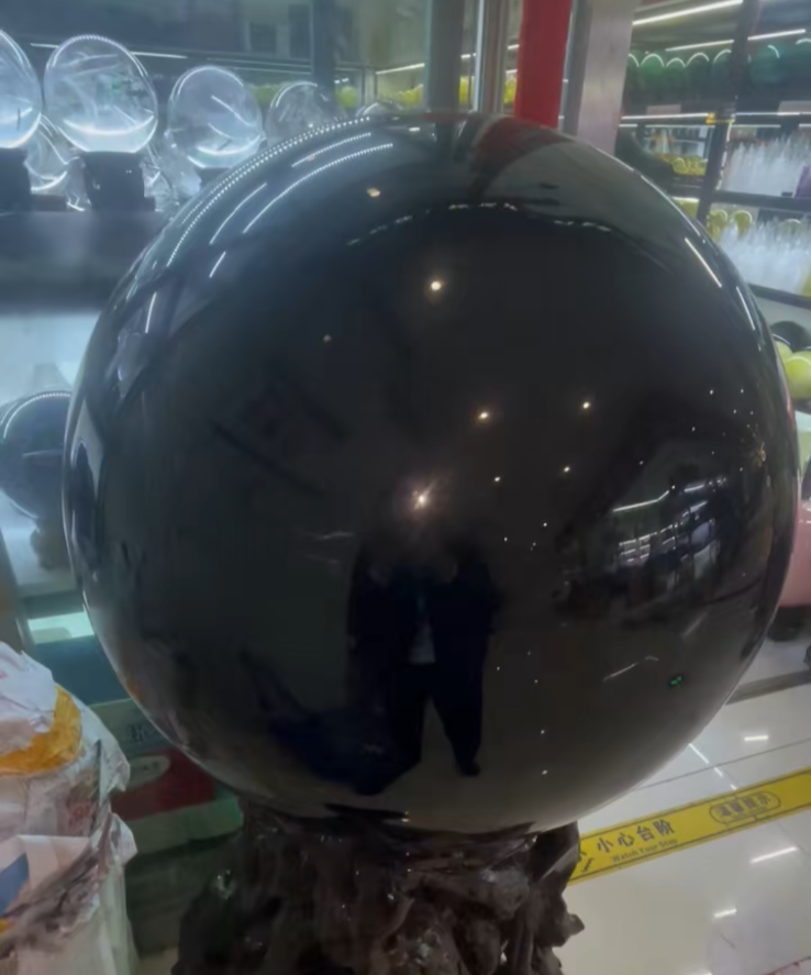 546LB Top Large Natural Obsidian Quartz Ball Crystal Sphere reiki Healing 600mm