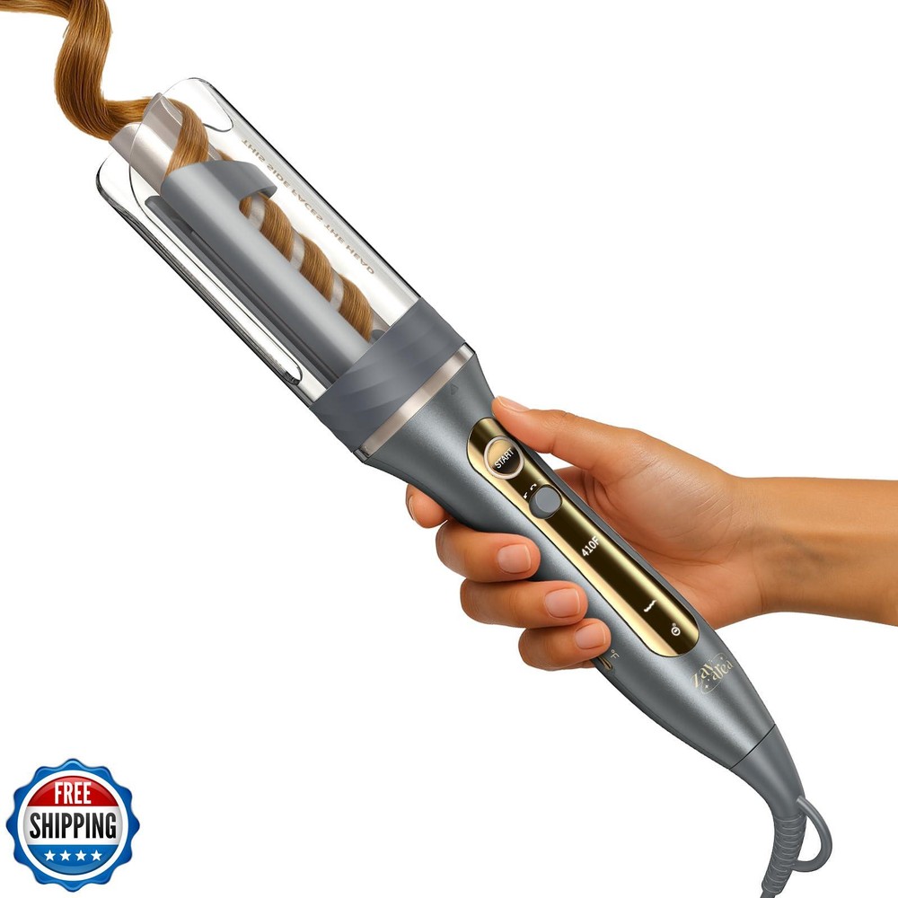 Automatic Rotating Curling Iron by Zavarea - 1 Inch Beach Waves Wand with Auto Rotation