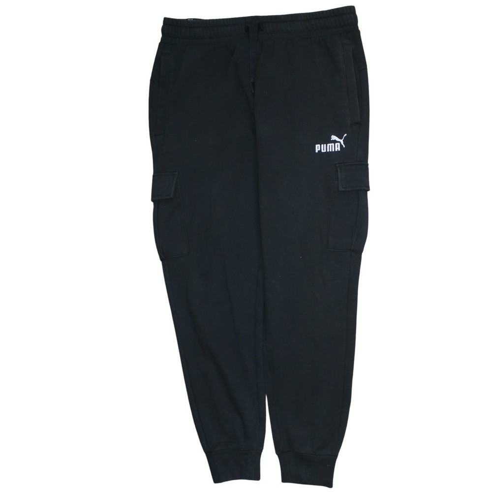 Puma Mens Joggers Black Nylon Cargo Pockets Elastic Waist Cuffed Logo Sport L