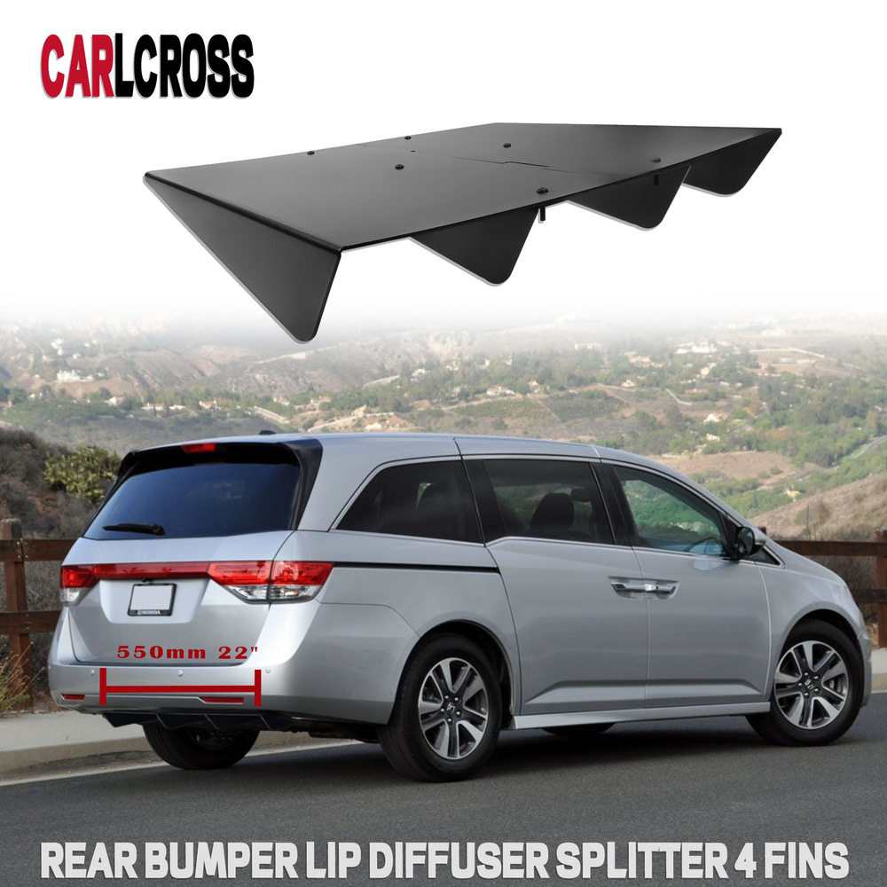 22x20 Black Universal Rear Bumper Diffuser with 4 Fins for Honda Acura