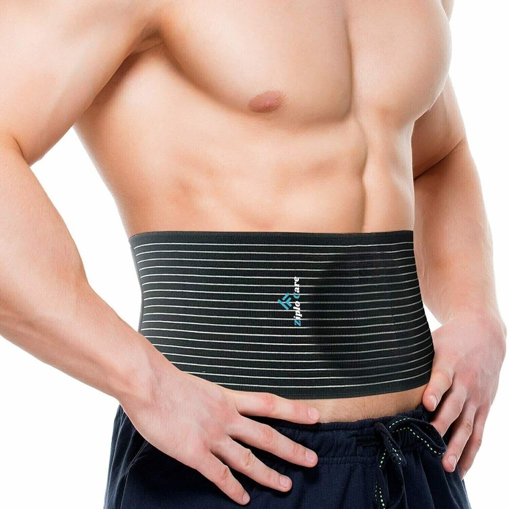 Umbilical Hernia Support Belt for Men & Women with Compression Pad - Black