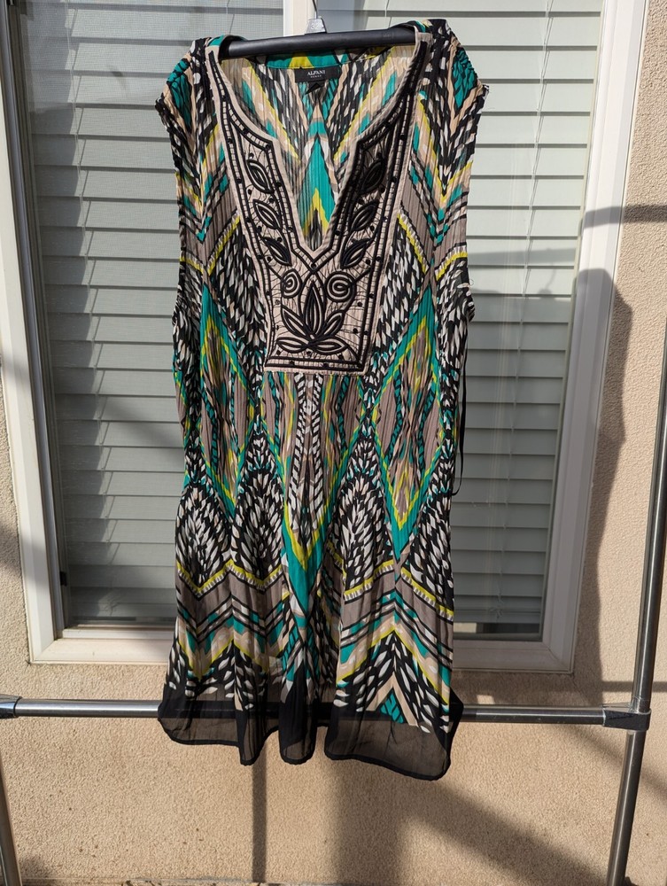 Womens alfani blue sleeveless dress sz 24w 100% polyester